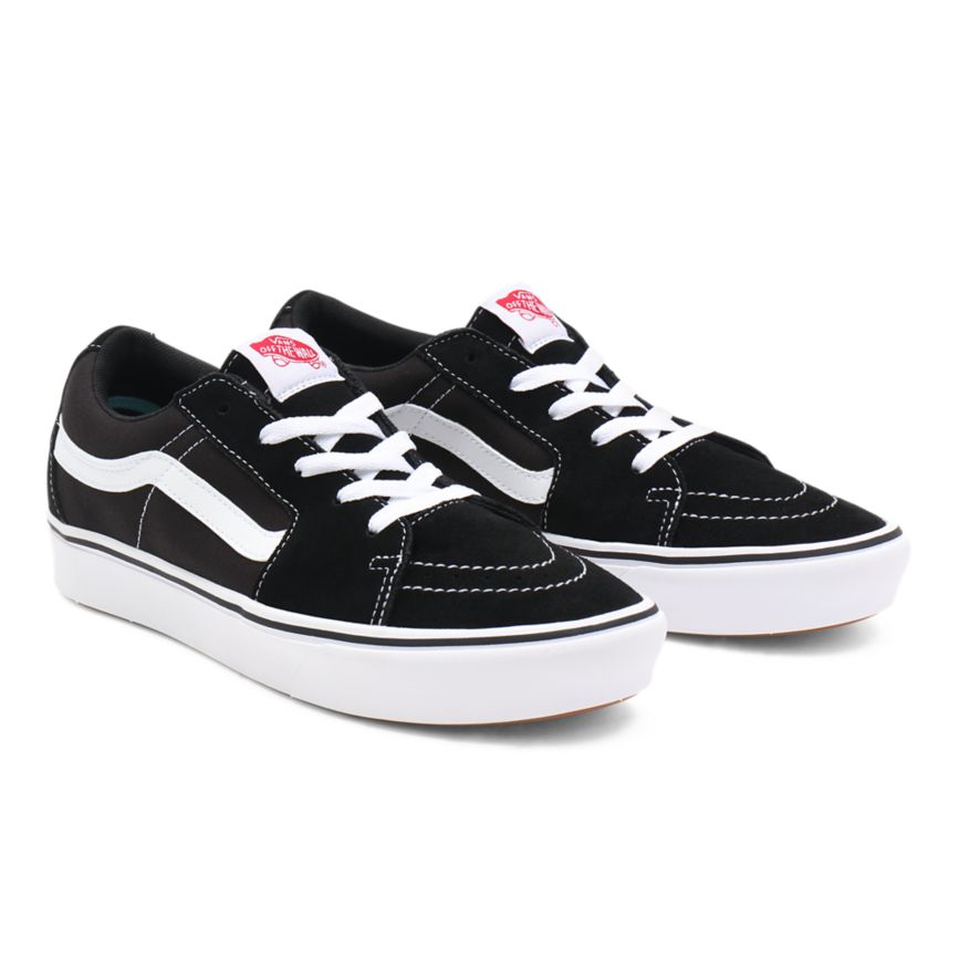 Vans Classic ComfyCush Sk8-Low Dam Svarta/Vita - Vans Låga Skor Sverige (WAMBE6701)